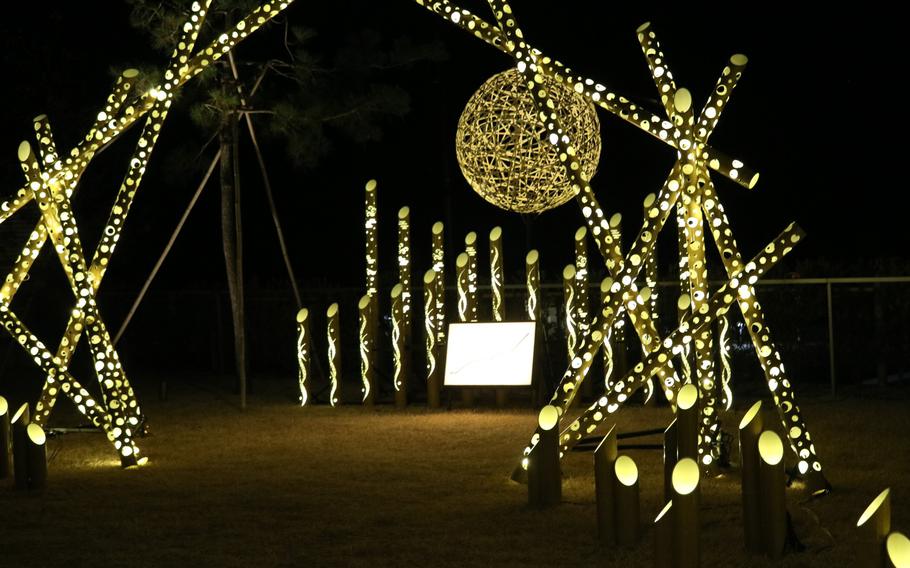 Bamboo illuminations at night.